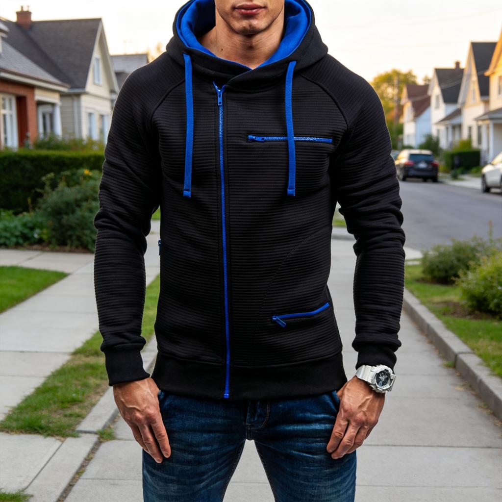 Men's Casual -Lined Zip-Up Hoodie Loose Fit Sweatshirt for Fall and Winter