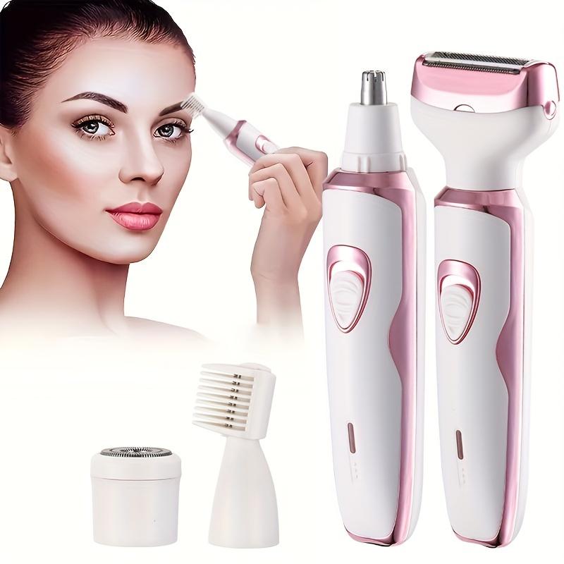 Electric Razor for Women, 4-in-1 Rechargeable Grooming Kit, Lady Electric Shaver for Face, Nose, Legs And Underarm, Hair Razor Rechargeable & Portable