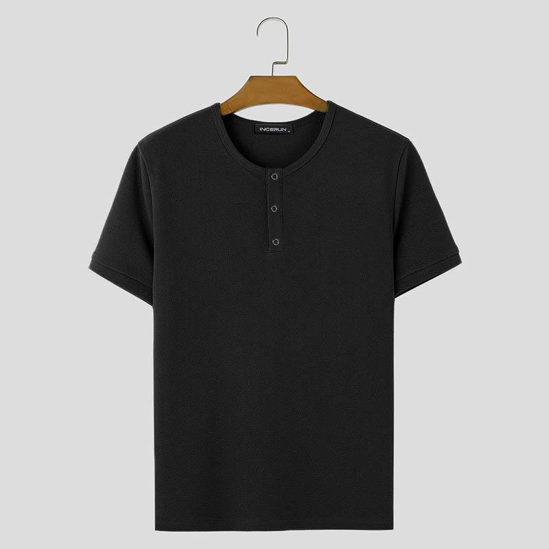

INCERUN Мужские однотонные топы с коротким рукавом, повседневные летние футболки L