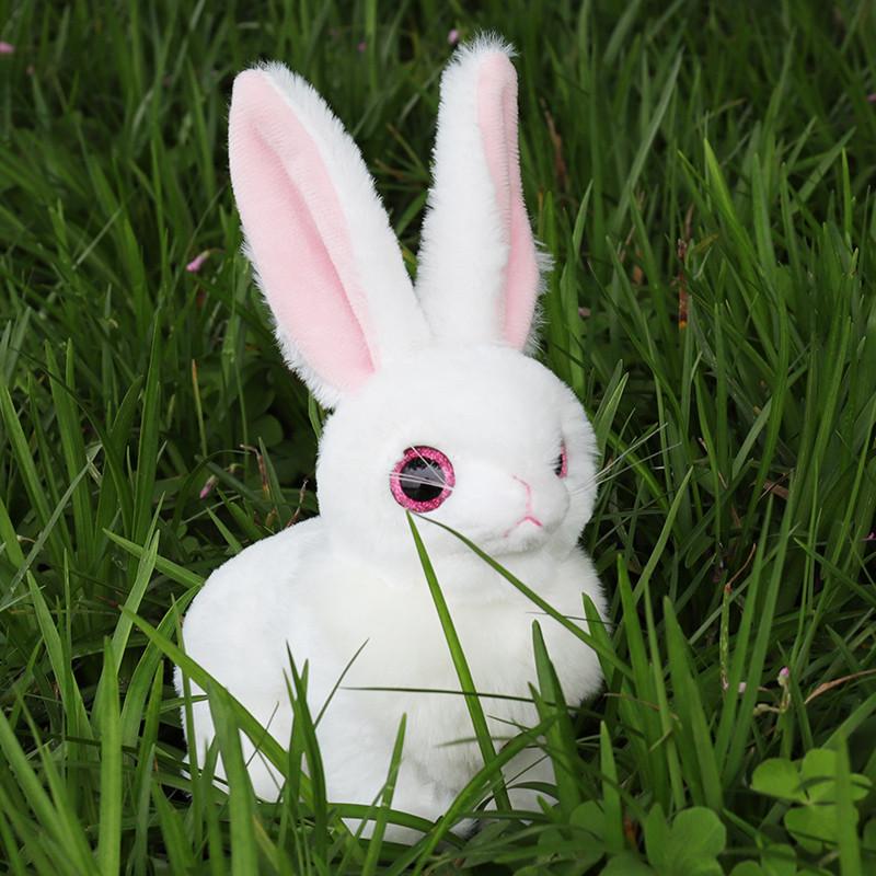 25/40CM Simulation Cute White Gray Khaki Plush Rabbit Fur Realistic Animal Easter Bunny Simulation Rabbit Toy Model Gift