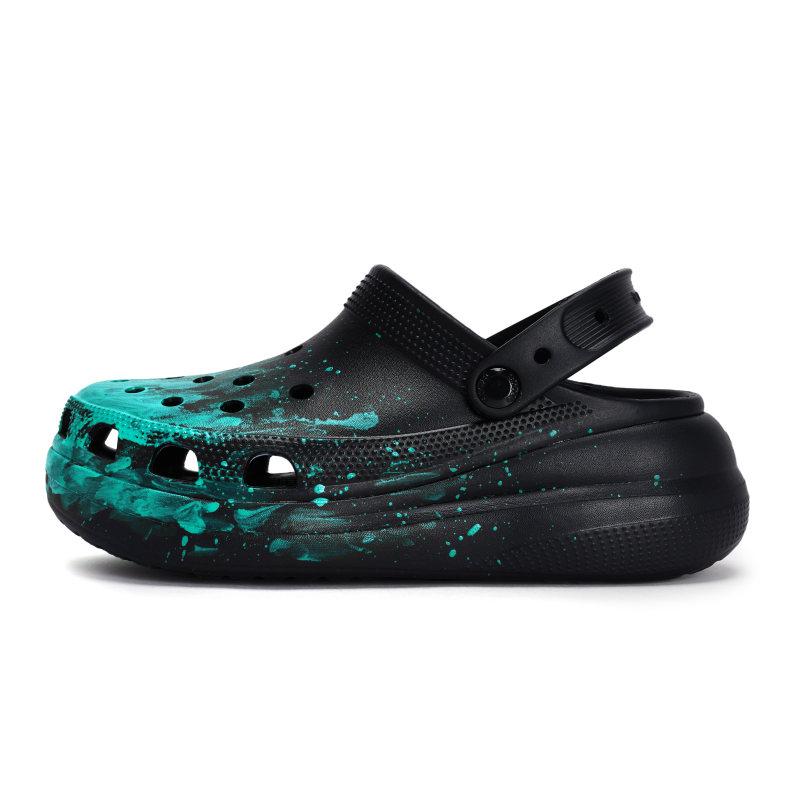 Crocs Classic Clog 811 Made In Conspiracy Scene Special Shoe Box Fluid Splash Ink Hole Shoes Unisex Black Tiffany