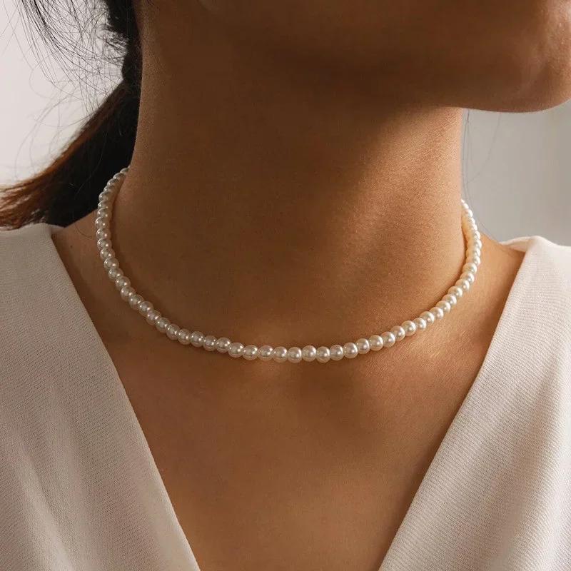 Damen Halskette Kpop Perlen Choker Halskette Goldfarbe Goth Chocker Schmuck Anhänger Halsketten 2023 Kragen für Mädchen