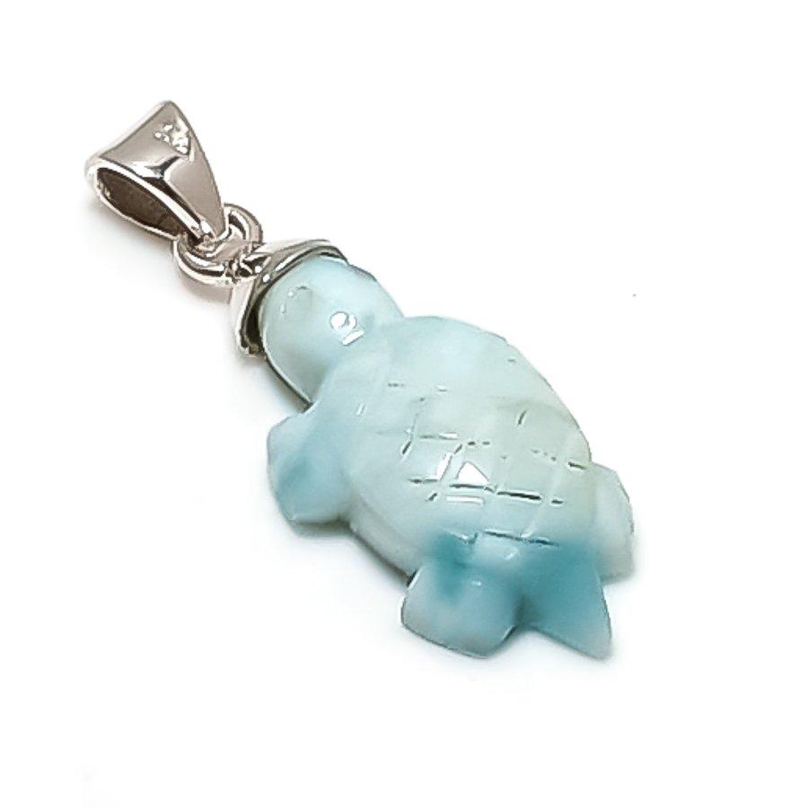 

Natural Larimar Gemstone Handmade 925 Sterling Silver Jewelry Pendant 1.38 W5Y38