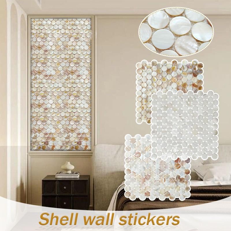 1 Stück Natürliche Muschel Mosaik Runde Fliese Hintergrund Wandaufkleber Küchen Tapete Fliese Badezimmer Hintergrund Dusche Dekorativer Aufkleber