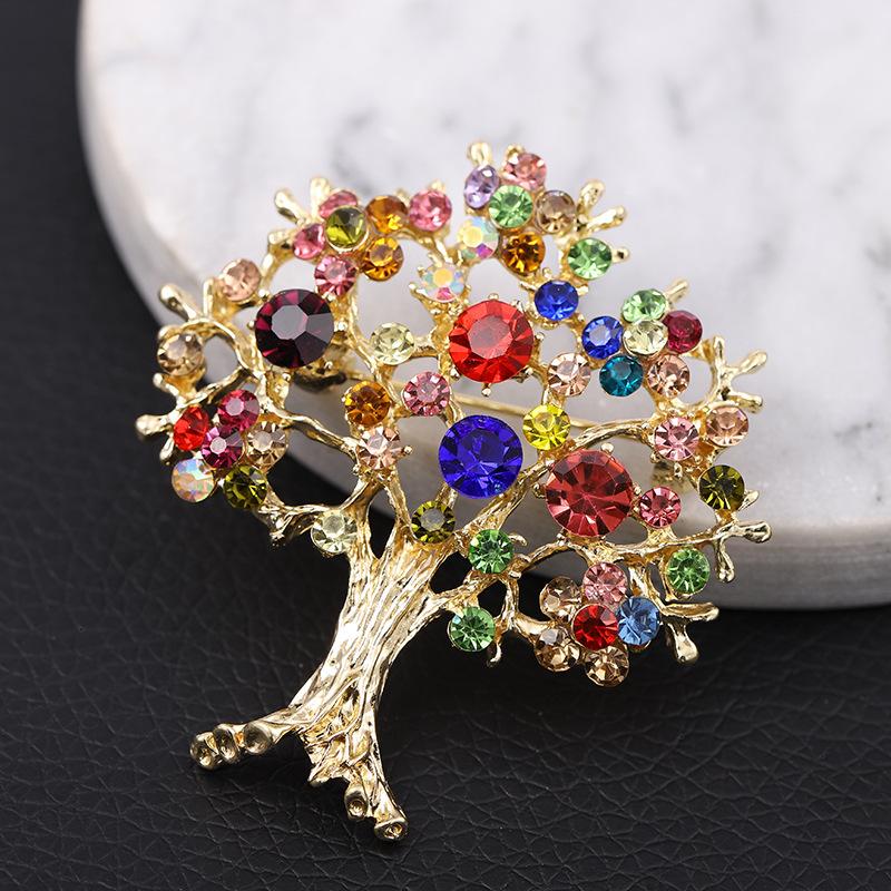 Skinnende Rhinestone Money Tree Brosjer for kvinner Plant Pins Office Casual Accessories Gaver