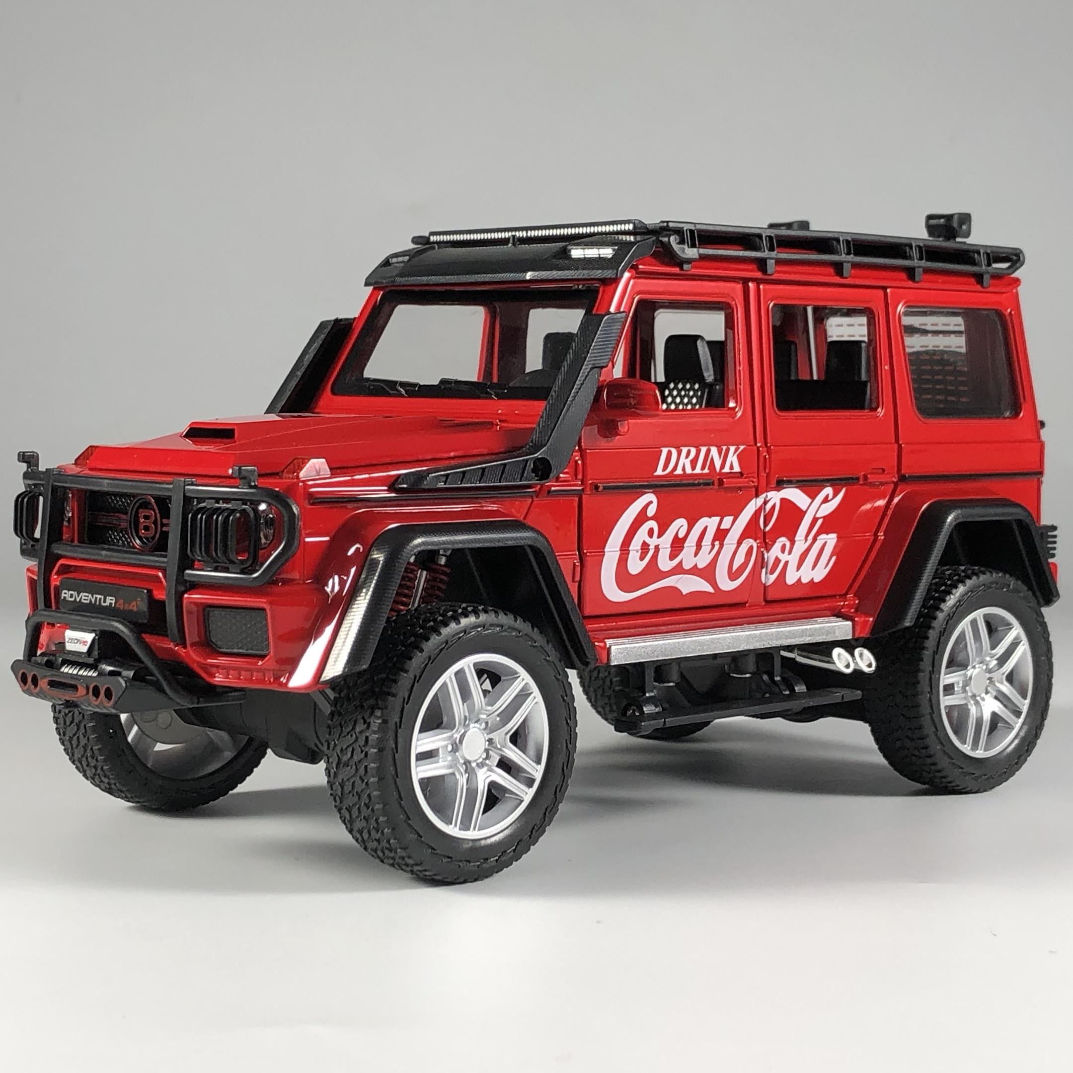 

1:24 Benz G550 Coca Cola Off Road SUV Alloy Metal Diecast Model Car Desktop Display Collectible Ornament Holiday Present For Boy червоний