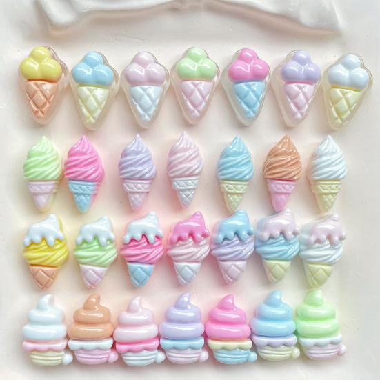 10Pcs Mini Colorful Ice Cream Charm Simulated Ice Cone Figurine DIY Handmade Jewelry Hair Clip Backpack Bag Decoration Accessories