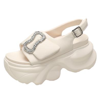 Fashion New Summer Women Crystal Thick Sole Sandals New Peep Toe Flip-Flops 8CM High Platform Sandal Buckle Shoes Woman Zapatillas Mujer