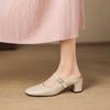 Krazing Pot sheepskin mules Summer Size 42 round Toe slip on Women Shallow Pumps