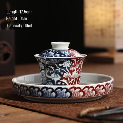 Retro Blue & White Ceramic Kung Fu Gaiwan