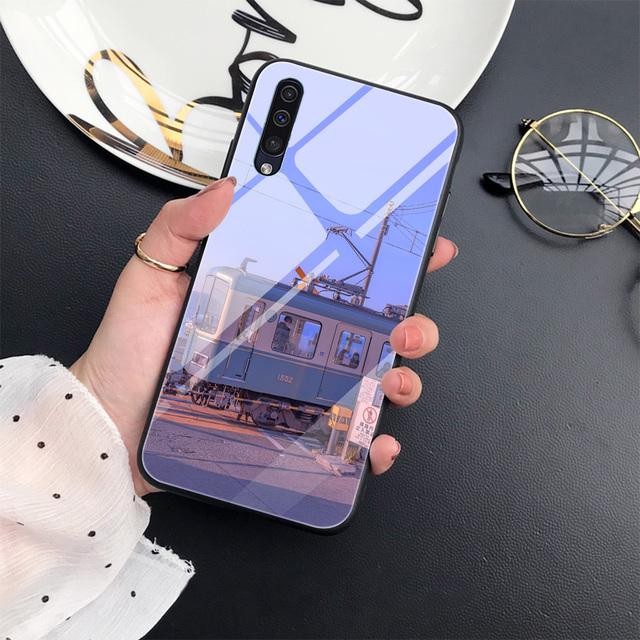 Natural Scenery Fundas Case pro Samsung Galaxy A71 A72 A70 A73 A53 A13 5g A03 A22 A21s A03 Core A42 A52 Luxusní skleněný kryt Coque