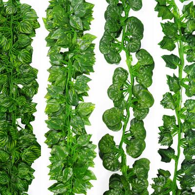 Hroznová 1ks Bar Dekorace Listy Listy Domov Listy břečťanu Svatba Umělé rostliny Zelená vinná réva 2M Dlouhý Parthenocissus Ruční výroba