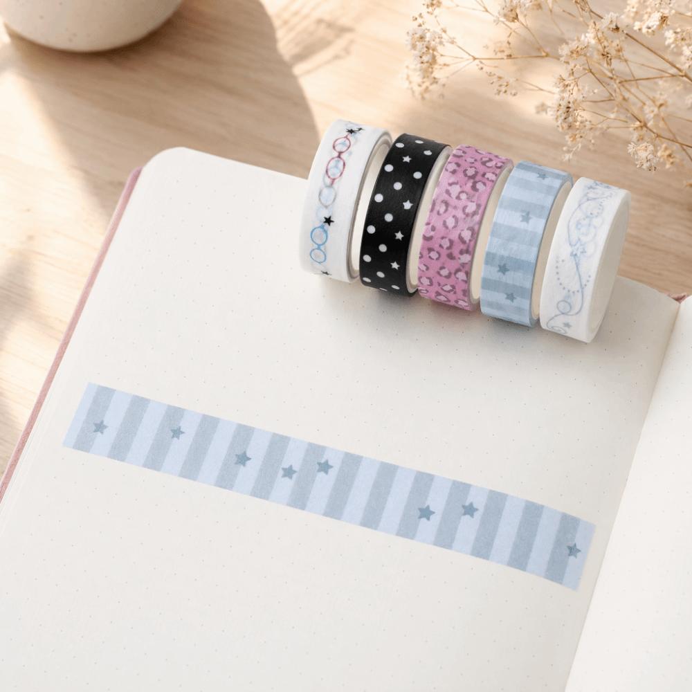 5pcs/set Funny Journal Collage Decorative Tape Roll Leopard Print Craft Tape Gift Wrapping