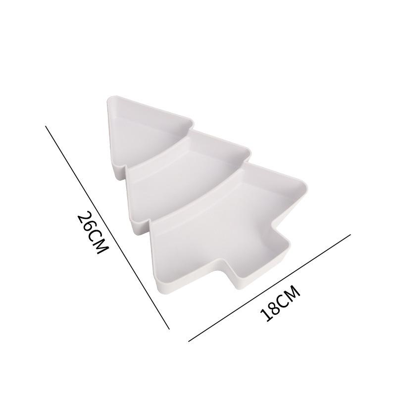 Christmas Tree Shaped Platter 3 Compartments Festival Food Serving Plate Holiday Dessert Divided Tray For Dried Fruits Nuts