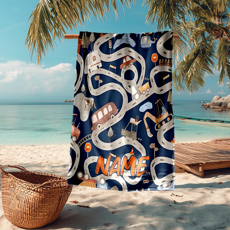 Individuelles ultraweiches Strandtuch mit Bagger-Thema, ideal für Pool - Camping, Tauchen - Perfekter Reisebegleiter, Lebendiges Strandtuch.