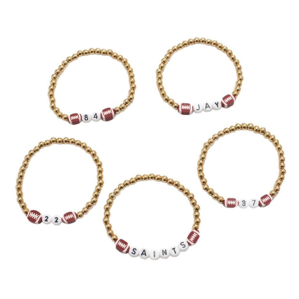 Fashion Letter Beaded Bracelet Set Women'S Multi-Layer Soft Pottery Stacked Bracelet Super Bowl Holiday Bracelet