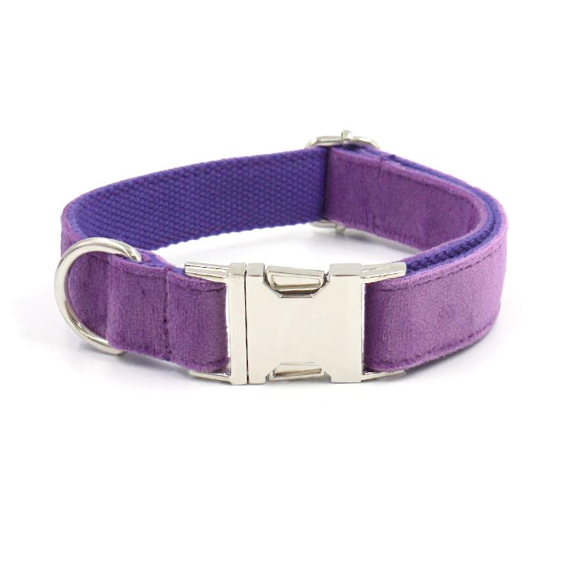 Engravable Purple-Blue Velvet Dog Collar - Soft, Thick Webbing Pet Neck Collar XL