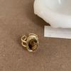 Natural Stone Double-Layer Open Ring Women'S Niche Design Sense Retro Personality Fashion Temperament Versatile Ring Ring