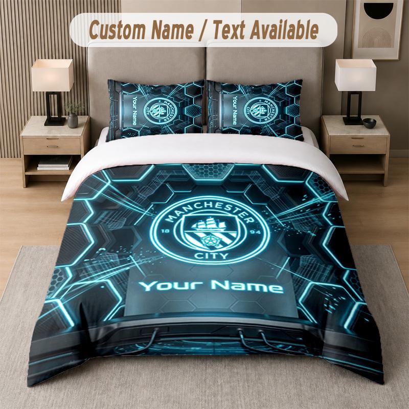 Manchester City Design Bedding Set Custom Text 1 Duvet Cover & 2 Pillow Cases