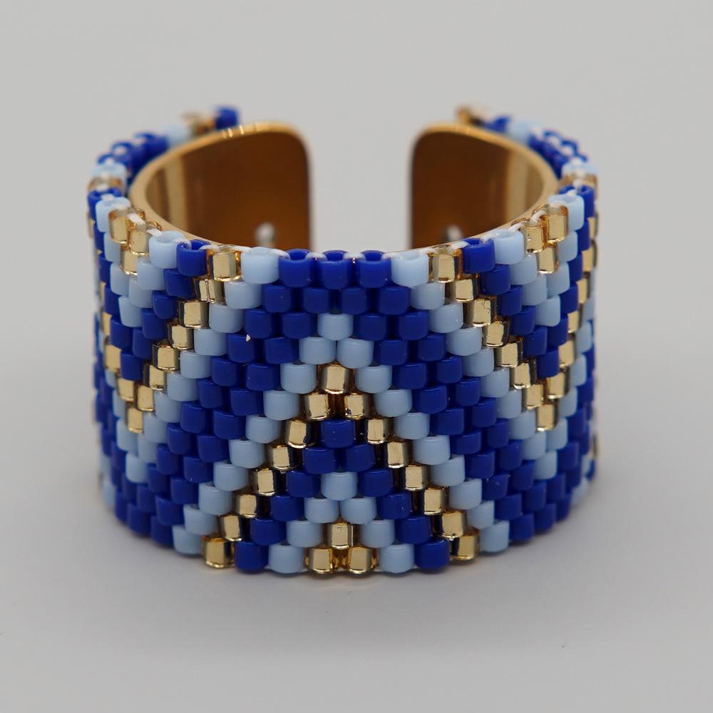 "Miyuki Antique Rice Bead Bohemian Stainless Steel Handwoven Ring"