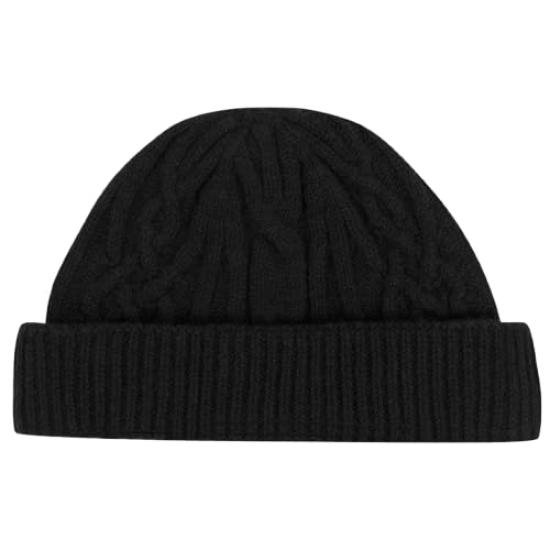 [John Smedley] EMERY Winter Hat for Men, BLACK