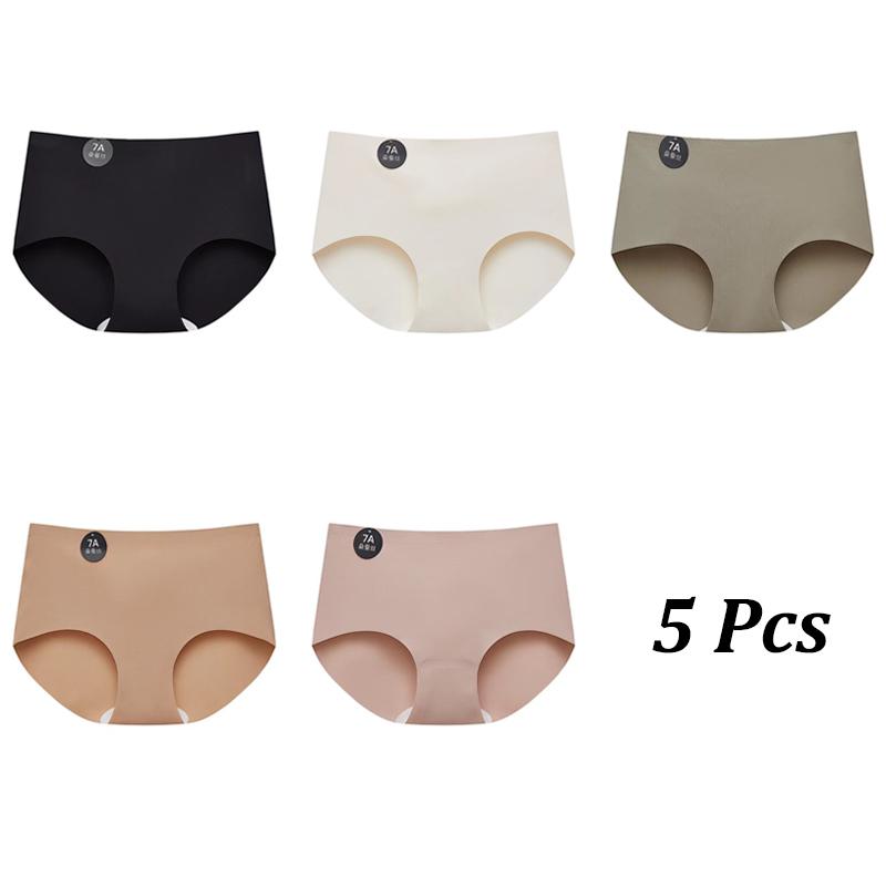 5PCS Seamless Mulberry Silk Underwear Ultral Thin Women's Panties Sexy High Elastic Invisible Briefs Soft Lingerie M-XL