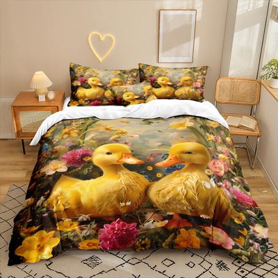 Little Duck Series 3D Digital Printing Three-Piece Bedding Kit Sheet Quilt Cover