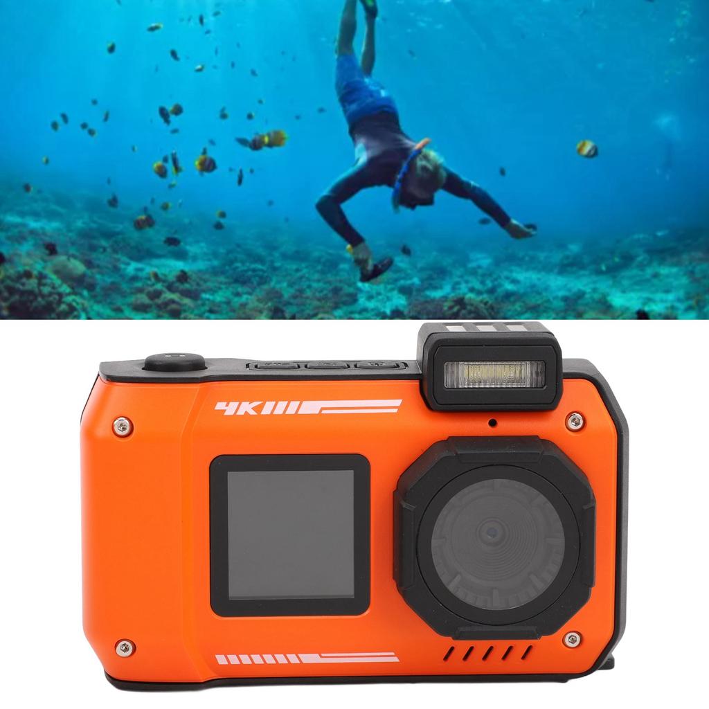 4K 65MP Underwater Camera Autofocus 2.88in 1.44in Dual Screen 2500mAh 33FT Water Proof Camera Underwater Digital Camera for Snorkeling