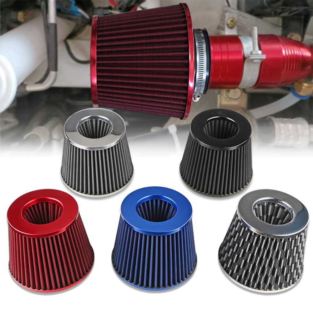 Roisin 76Mm Air Filter, Mushroom Head Filter, Exhaust Filter, Intake Filter, Universal Car Accessory, Red