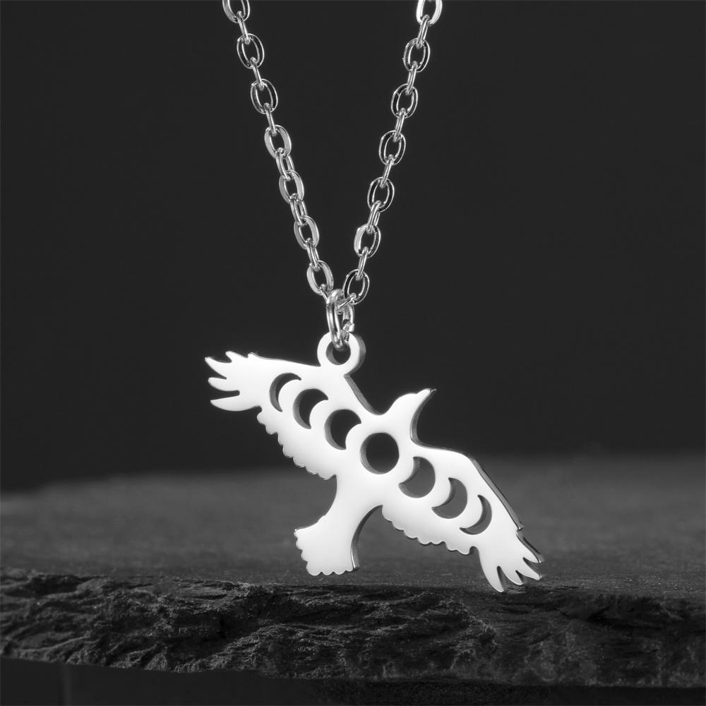 My Shape Punk Eagle Head Pendant Necklaces Stainless Steel Animal Bird Bald Eagle Charms Neck Chain Choker Jewelry Men’s Gifts