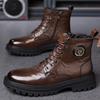 Men'S Shoes Business Casual High-Top Leather Shoes Martin Boots Velvet Warm