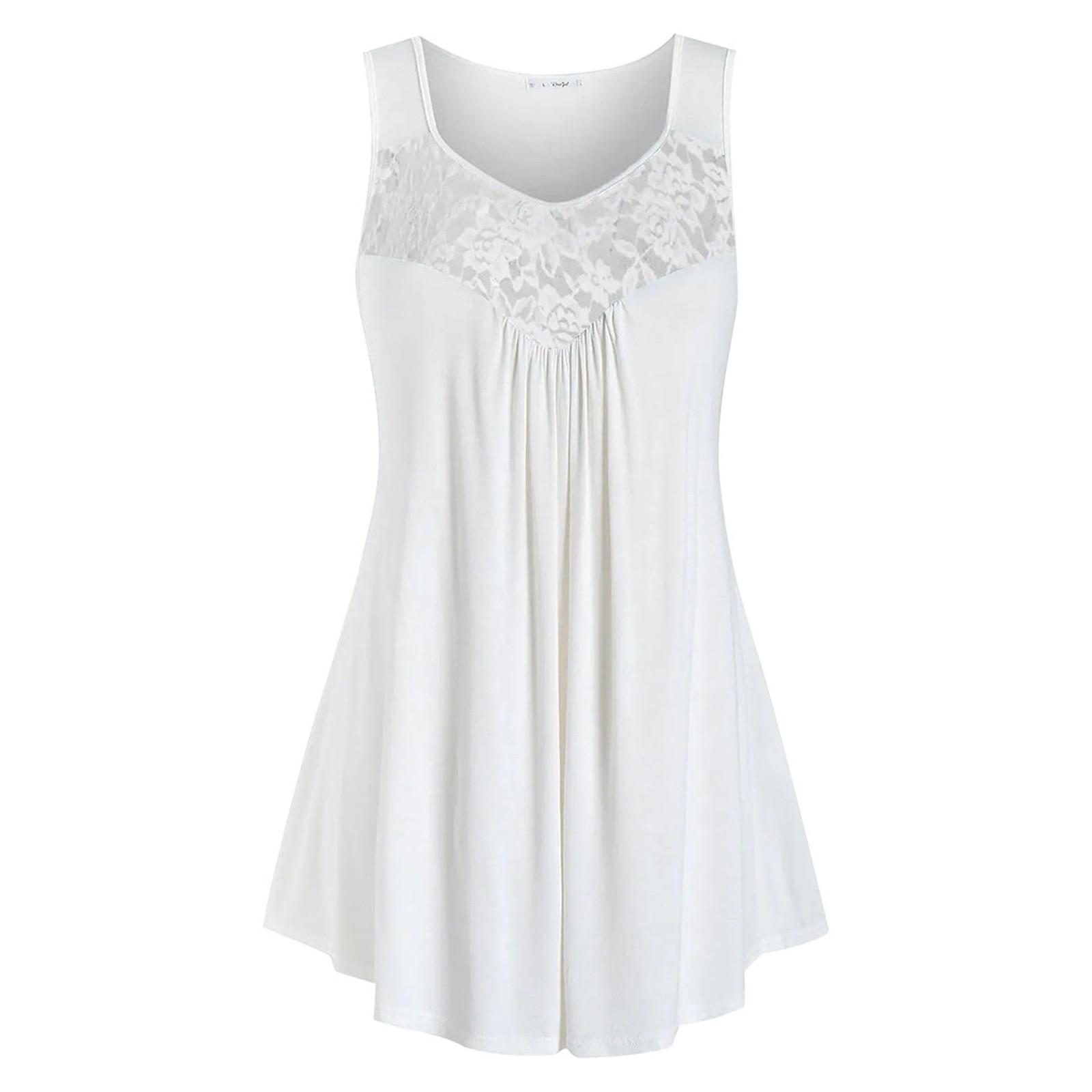 

Женская модная кружевная однотонная повседневная жилетка без рукавов, блузка, топы XXXL белый