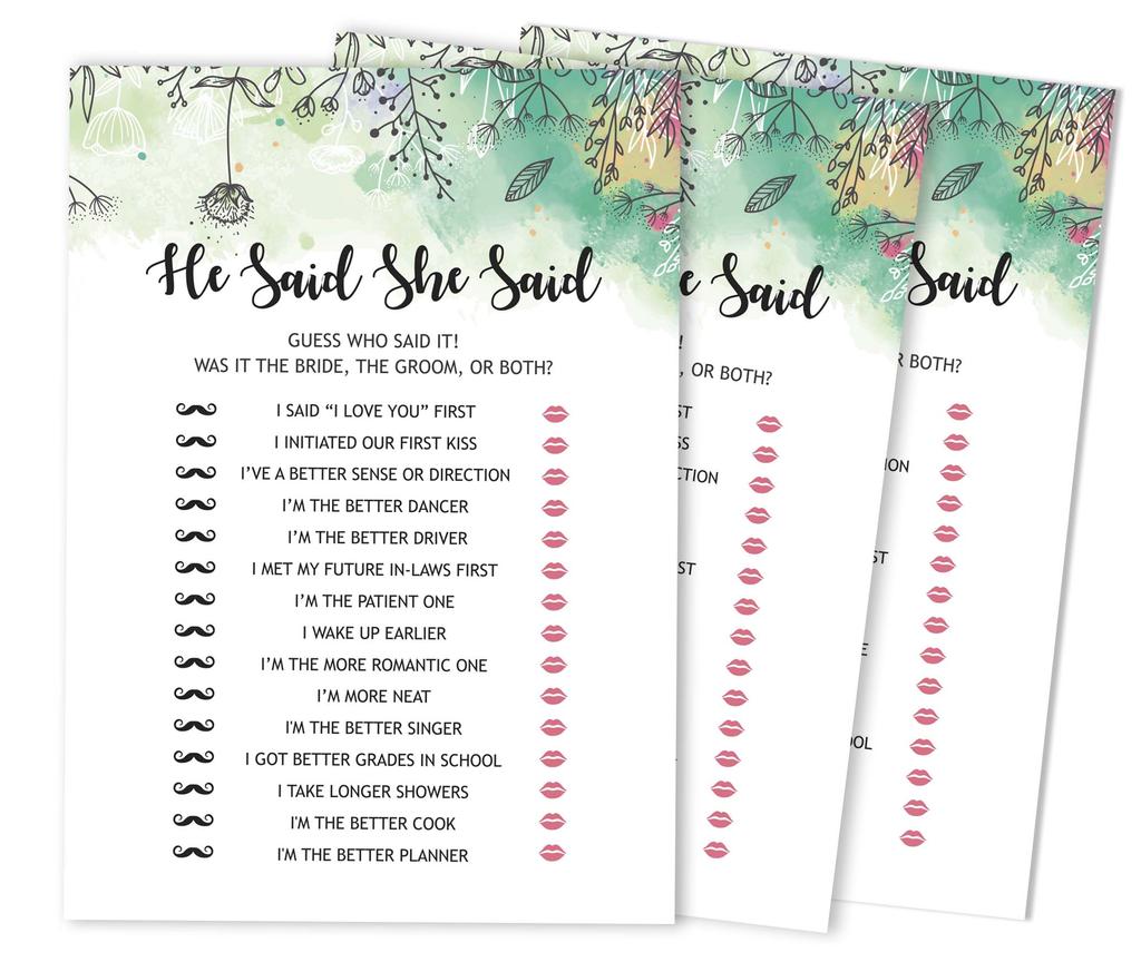 Inkdotpot Bridal Wedding Shower Bachelorette Party Bulk Blank Square Fill In Gift Ideas 50A  Greenery