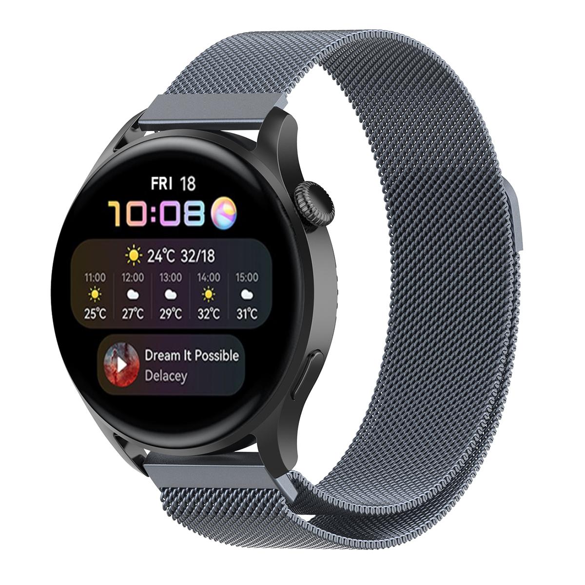 

Replacement Milanese Stainless Steel Mesh Strap Smart Watch Band 22mm for Huawei Watch 3/Watch 3 Pro Space Gray