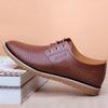 Leather shoes men's summer breathable hollow sandals new business casual leather shoes men's shoes British driving shoes