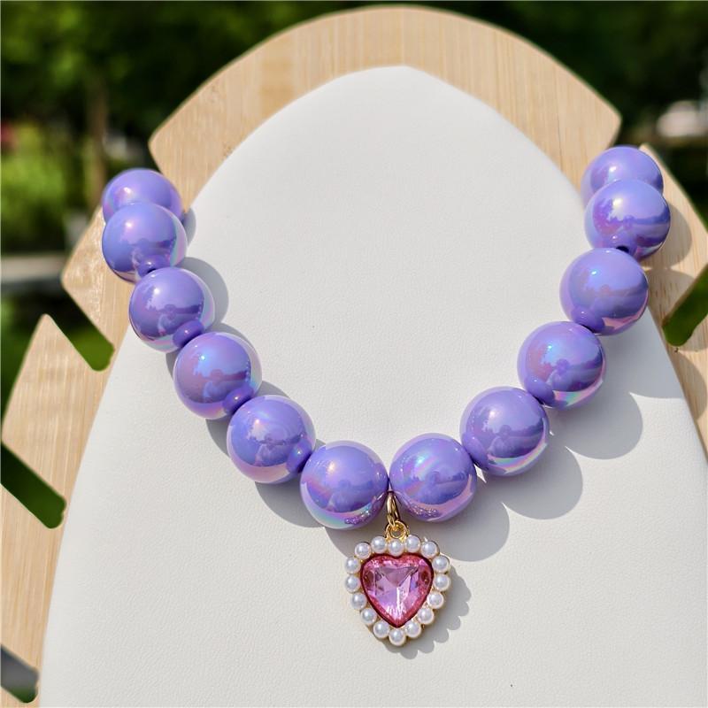Niche Premium Cute Pearl Necklace Sweater Chain Puppy Pendant Accessories Love Rhinestone Pendant Cat Dog Collar