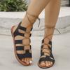 Fashion Women's Nude Lace-up Flat Sandals Summer  Fashionable Elegant Gladiator Shoes Open Toe Designer Women's Shoes Zapatos De Mujer