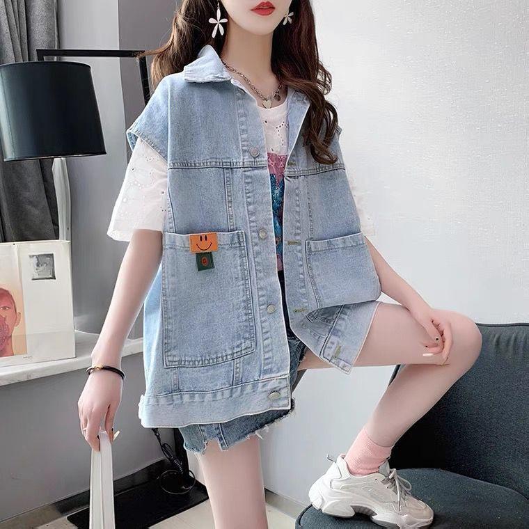 Denim Vest Women Spring and Autumn New Korean Version Retro Loose Vest Jacket with Pocket