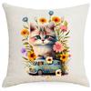 Cute Kitten Printed Watercolor Pillowcase Home Living Room Sofa Cushion Pillowcase