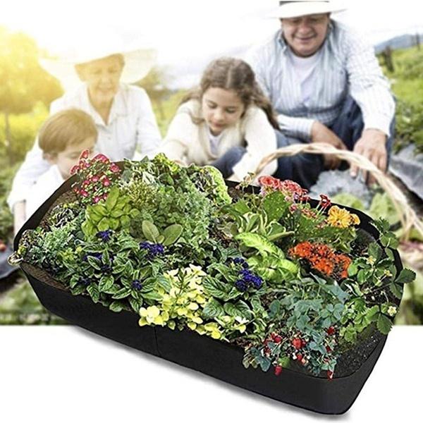1/2/3 PCS Planting Grow Bag Rectangle Plant Bed Elevated Vegetable Box Fabric Garden Bed Breathable Planting Container Grow Bag Planter Pot