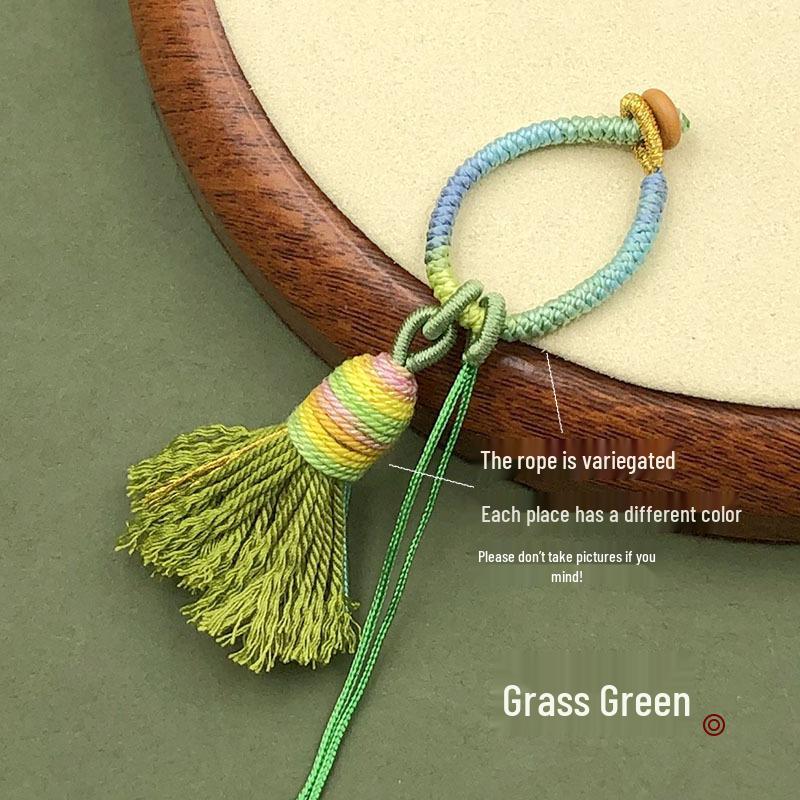 Handwoven Gradient Vajra Knot Tassel Cotton Keychain Pendant Accessory