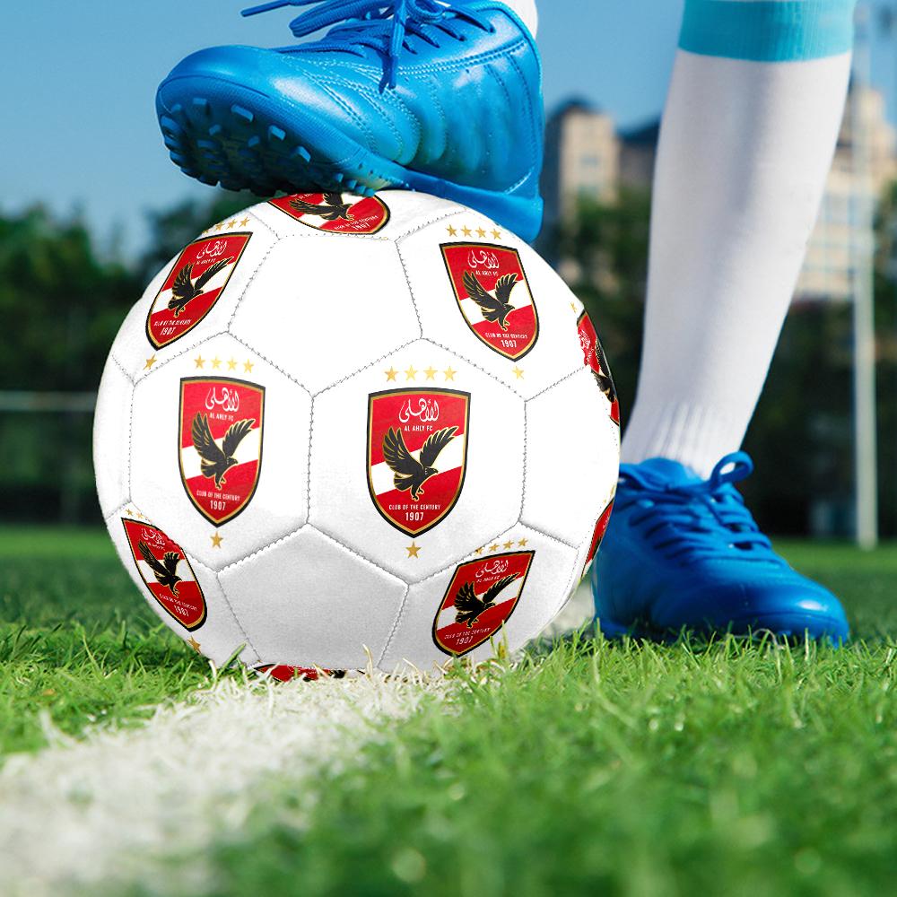 Al Ahly SC Soccer Ball, Colorful, Suitable for All Ages, Machine-stitched, PVC Material, Competition Grade, Durable and High Bounce