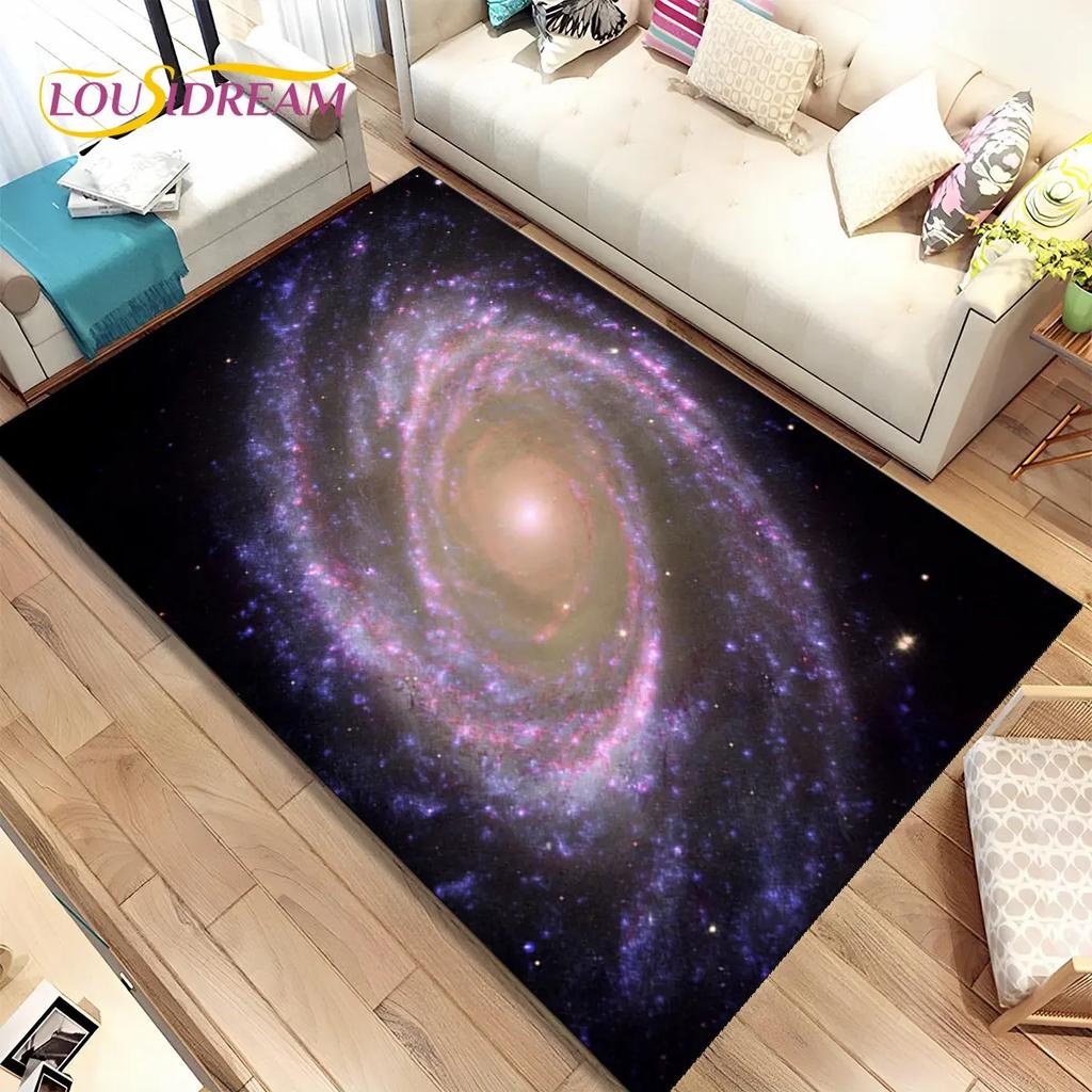 Galaxy Universe Space Stars Area Rug,Carpet Rug for Home Living Room Bedroom Sofa Doormat Decor,Kids play Non-slip Floor Mat HD