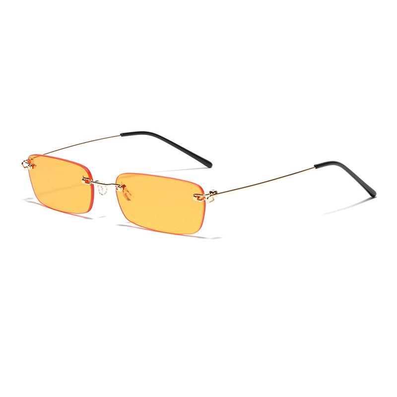 

Очки без полей, светлые, квадратные, маленькие, оправа, мужские, металлические ножки, цветные линзы, солнцезащитные очки для женщин оранжевый