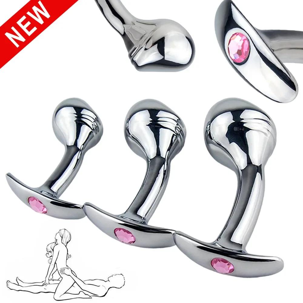 Small Medium Large Huge 3 Size Bullet Metal Anal Beads Butt Plug Fake Dildo Wearable Insert Sex Toy For Male Female