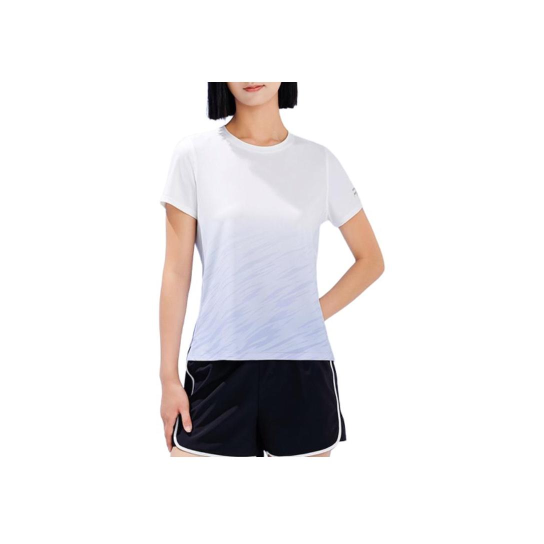Anta Round Neck Sports Casual Short Sleeve T-Shirt Women Tops Snow-White Printed 162325111-5 XL