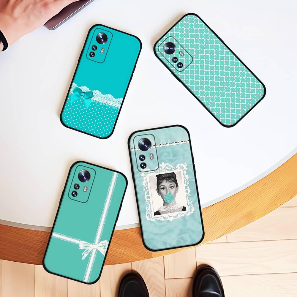 A-tiffanys Blue Phone Case For Xiaomi 11 12 Redmi Note 11 5G 8T 9A 9 10T Note 8 9 12SUltra Shockproof, Slim, Black
