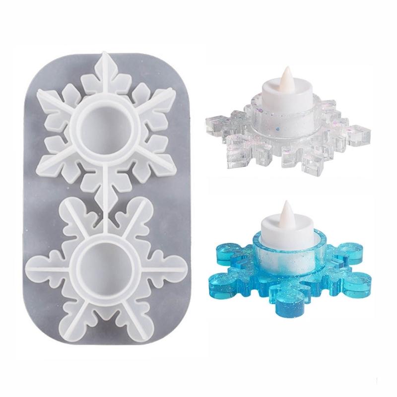 Unique Snowflake Candlestick Resin Mold Aromatherapy Candle Holder Silicone Mould for Festive Season Everyday Use Decor