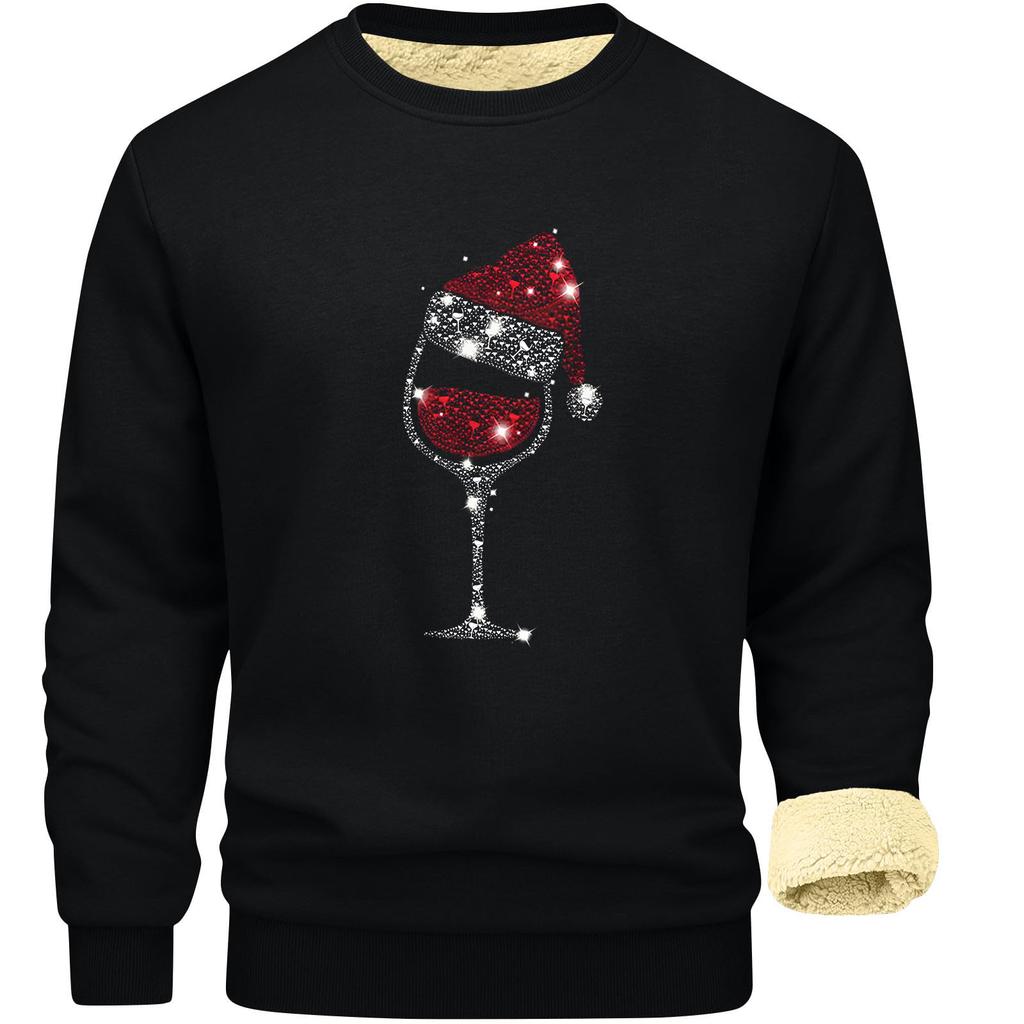 Sweatshirts för män Långärmad Fleece Casual Luddig Rundhalsad Pullover Varm Vinter