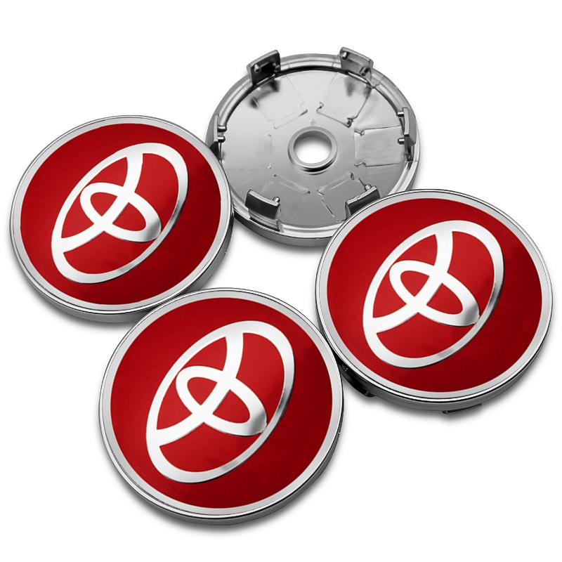 4 Stück 56+60mm Auto Radnaben-Plaketten Aufkleber Mittelkappen Felgenabdeckung Auto Zubehör Für Toyota Prado Yaris Hilux Verso Fortuner Supra
